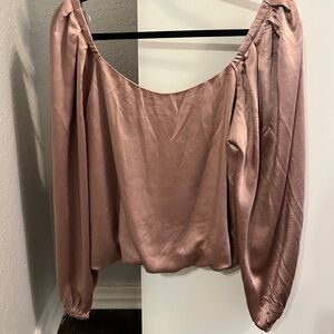 Mauve pink satin long sleeve top